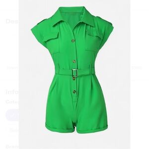 NWOT****Green Button-Up Romper
